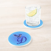 Bluebird Elegant Monogram Initial D Sandstein Untersetzer (Seite)