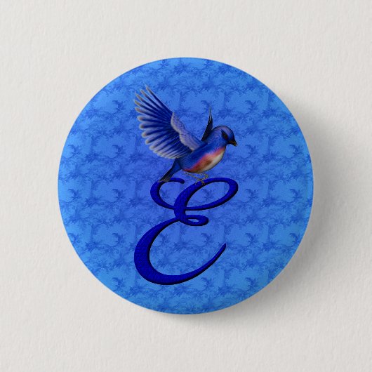 Bluebird Elegant Monogram Initial E Button (Vorderseite)