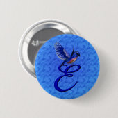 Bluebird Elegant Monogram Initial E Button (Vorne & Hinten)