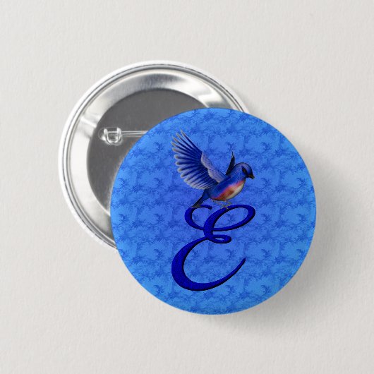 Bluebird Elegant Monogram Initial E Button (Vorne & Hinten)