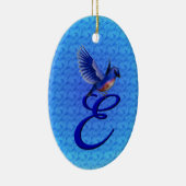 Bluebird Elegant Monogram Initial E Keramik Ornament (Rechts)
