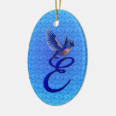 Bluebird Elegant Monogram Initial E Keramik Ornament (Links)