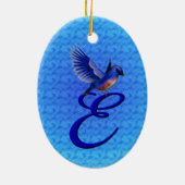 Bluebird Elegant Monogram Initial E Keramik Ornament (Hinten)