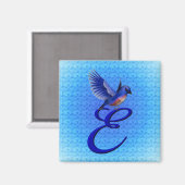 Bluebird Elegant Monogram Initial E Magnet (Vorderseite/Rückseite)