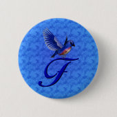 Bluebird Elegant Monogram Initial F Button (Vorderseite)