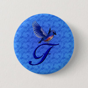 Bluebird Elegant Monogram Initial F Button
