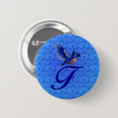 Bluebird Elegant Monogram Initial F Button (Vorne & Hinten)