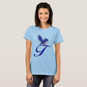 Bluebird Elegant Monogram Initial T T-Shirt (Vorne ganz)