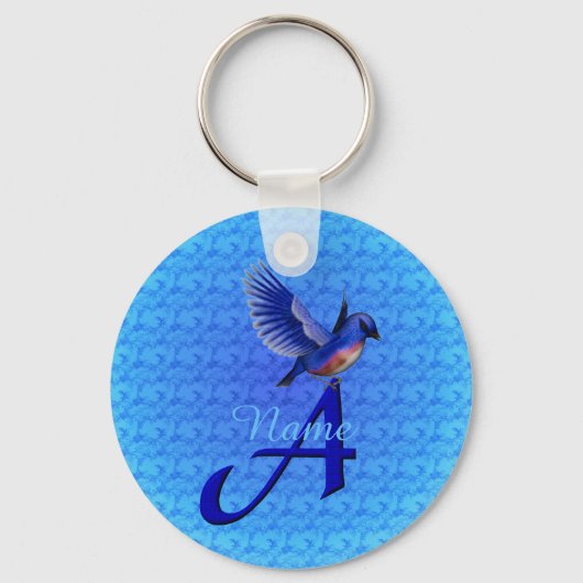 Bluebird Elegant Monogram Initiale A Personalisier Schlüsselanhänger (Vorderseite)