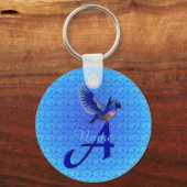 Bluebird Elegant Monogram Initiale A Personalisier Schlüsselanhänger (Vorderseite)