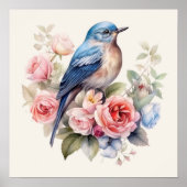 Bluebird Floral Art Home Decor Poster (Vorne)