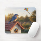 Bluebird Flying a Kite Mousepad (Mit Mouse)