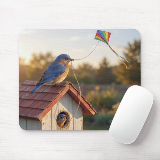 Bluebird Flying a Kite Mousepad (Mit Mouse)
