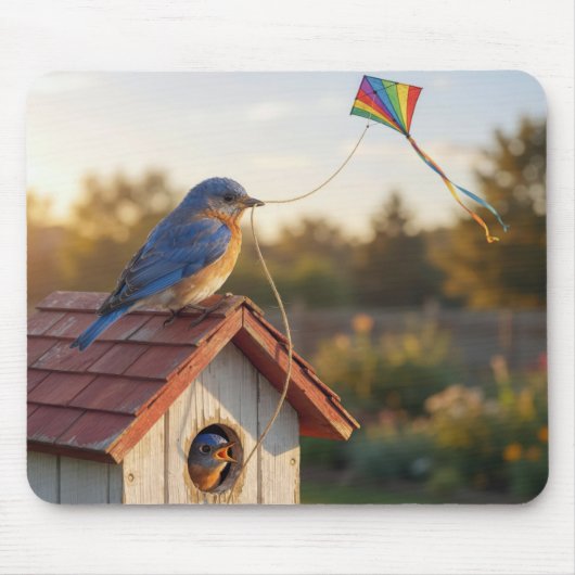 Bluebird Flying a Kite Mousepad (Vorne)