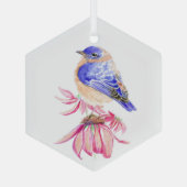 Bluebird Garden Bird Nature Art Ornament Aus Glas (Rückseite)
