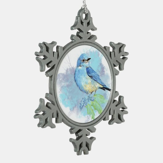 Bluebird Garden Schneeflocken Zinn-Ornament (Links)