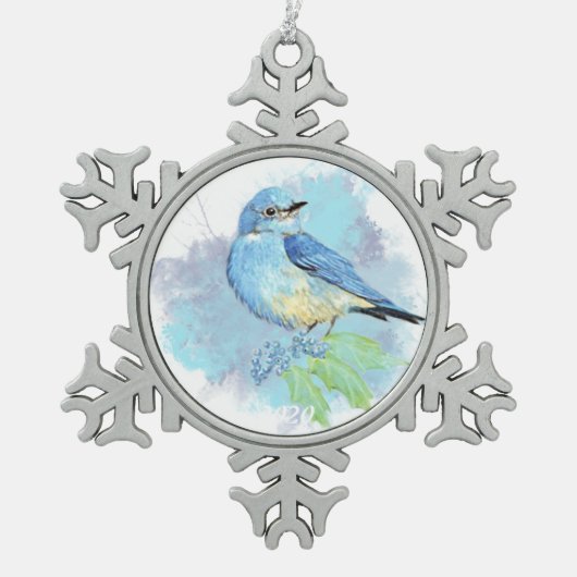 Bluebird Garden Schneeflocken Zinn-Ornament (Vorderseite)