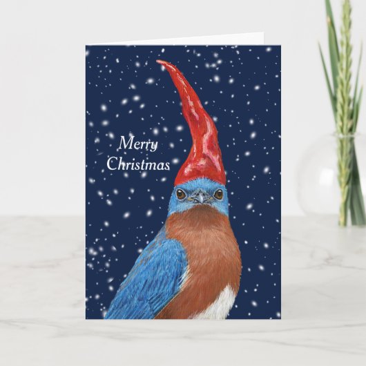 Bluebird Gnome Weihnachtskarte Karte (Vorderseite)