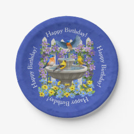 Bluebird Goldfinch Birdbath Garden Royal Blue Pappteller