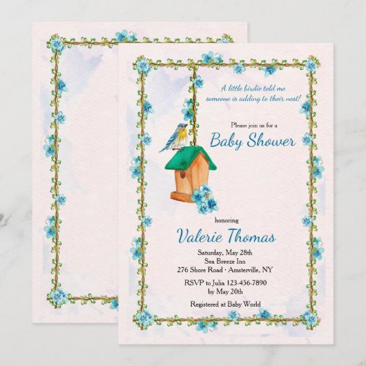 Bluebird Happiness Einladung (Vorne/Hinten)