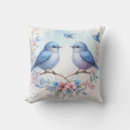 Bluebird Harmony on a Floral Perch Kissen
