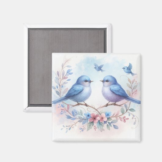 Bluebird Harmony on a Floral Perch Magnet (Vorderseite/Rückseite)