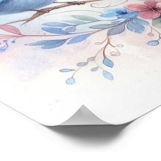 Bluebird Harmony on a Floral Perch Poster (Ecke)