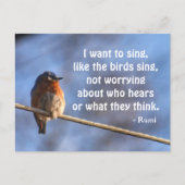 Bluebird Ich wollte auf Sing Rumi Quote Fotografy Postkarte (Vorderseite)