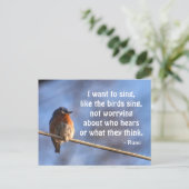 Bluebird Ich wollte auf Sing Rumi Quote Fotografy Postkarte (Stehend Vorderseite)