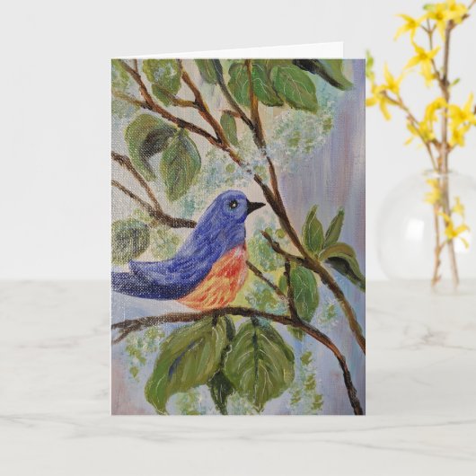 Bluebird im April Karte (Gelbe Blume)