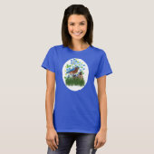 Bluebird im Blumengarten / Vogelfreund T-Shirt (Vorne ganz)