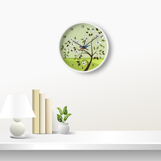 Bluebird in Baumlandschaftsuhren Uhr