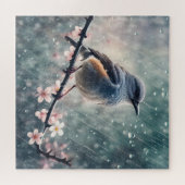 Bluebird in einem Regenfenster Puzzle (Horizontal)