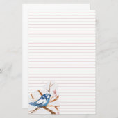 Bluebird in einem rosafarbenen, mit Bäumen verklei Briefpapier (Vorne/Hinten)