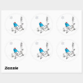 Bluebird in einer Weihnachtsmannmütze! Runder Aufkleber (Blatt)