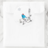 Bluebird in einer Weihnachtsmannmütze! Runder Aufkleber (Tasche)