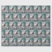 Bluebird in Rainy Window Geschenkpapier (Flach)