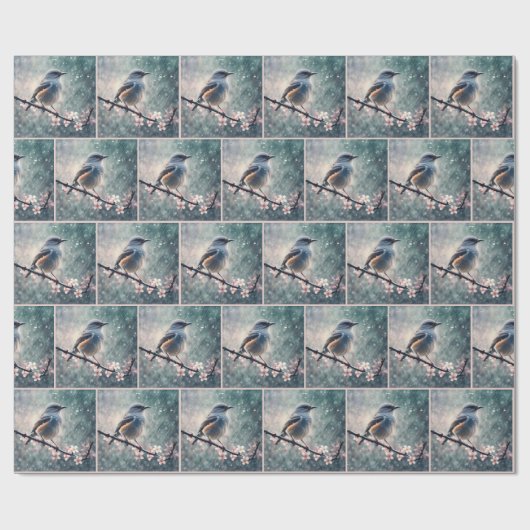 Bluebird in Rainy Window Geschenkpapier (Flach)