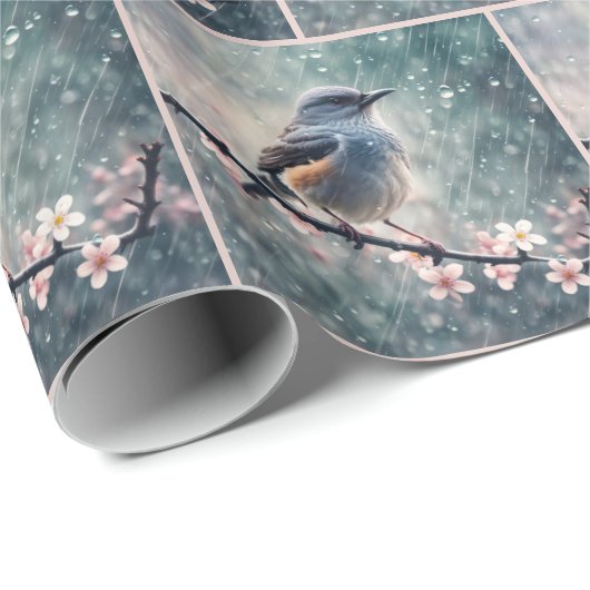 Bluebird in Rainy Window Geschenkpapier (Rolleneckpunkt)