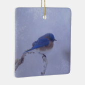 Bluebird in Snowy Winter Trees - Urlaub Keramikornament (Rechts)