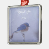 Bluebird in Snowy Winter Trees - Urlaub Ornament Aus Metall (Links)