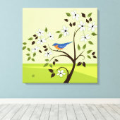 Bluebird in Tree Leinwanddruck (Insitu (Holzboden))