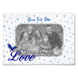 Bluebird Liebe Blue Hearts Foto Frame Template