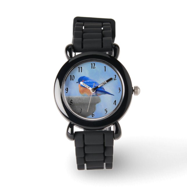Bluebird-Malerei - Original Bird Art Armbanduhr (Vorderseite)