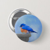 Bluebird-Malerei - Original Bird Art Button (Vorne & Hinten)