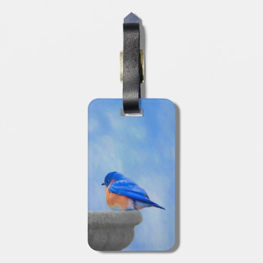 Bluebird-Malerei - Original Bird Art Gepäckanhänger (Rückseite vertikal)