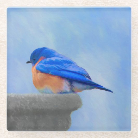 Bluebird-Malerei - Original Bird Art Glasuntersetzer (Vorderseite)