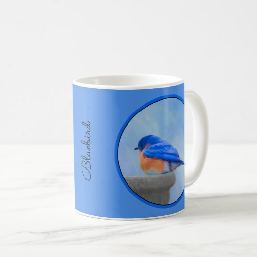 Bluebird-Malerei - Original Bird Art Kaffeetasse (VorderseiteRechts)