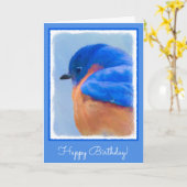 Bluebird-Malerei - Original Bird Art Karte (Gelbe Blume)