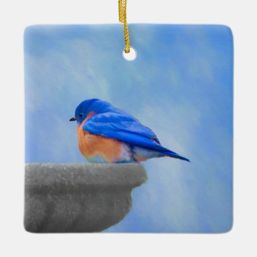 Bluebird-Malerei - Original Bird Art Keramikornament (Vorderseite)